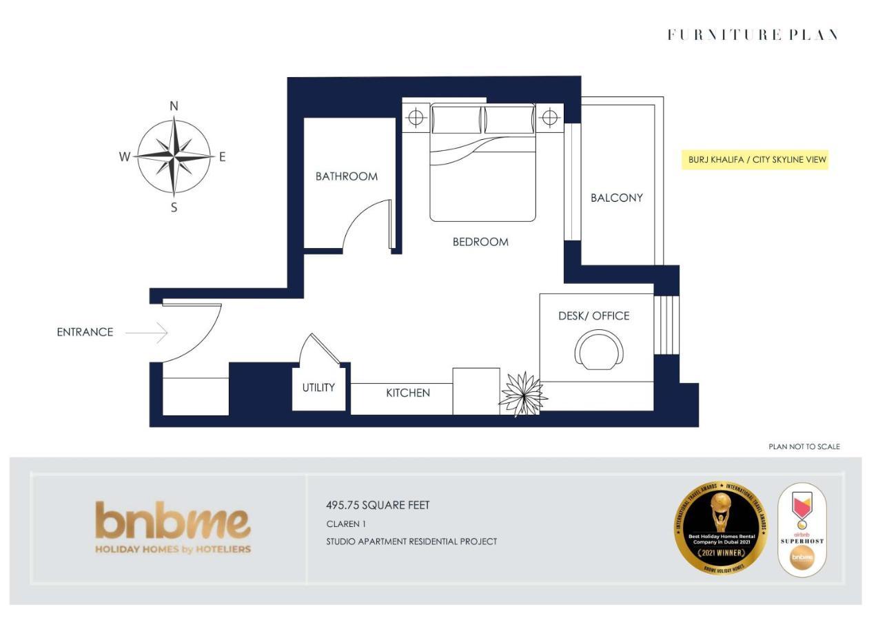 Bnbmehomes - Elegant & Stylish Studio In Downtown - 502 Dubaï Extérieur photo